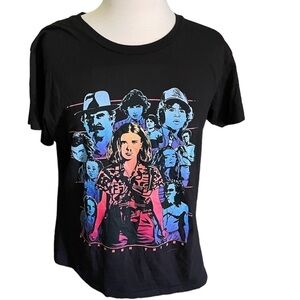 Stranger Things T-Shirt Netflix Black Group Populous Gazing Size L Jrs